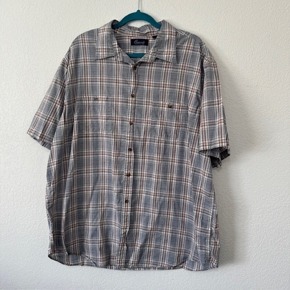 Roundtree & Yorke Other - Roundtree & Yorke Casuals Shirt Mens XXL Blue Brown Plaid Cotton Short Sleeve